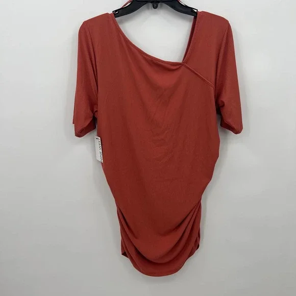 Nine West Women's Mauve Rib Ruched Elbow Sleeve Top Size XXL - Picture 6 of 6